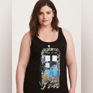 torrid Doctor Who Floral TARDIS Tank Top Flowers Impossible Girl BBC Graphic Tee